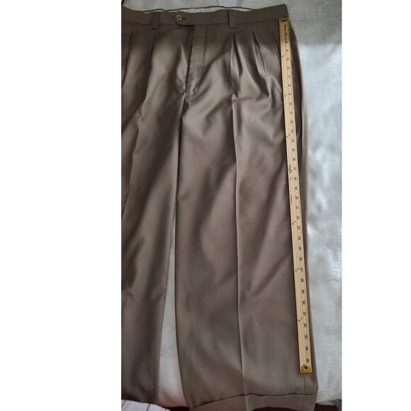 Giorgio Ferraro men's dress khaki pleated hemmed pants pants 40x37L inseam 28" - Picture 5 of 9